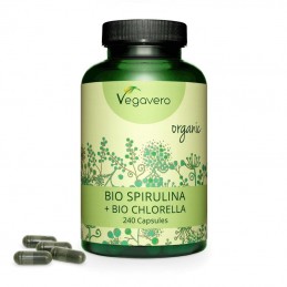 Vegavero Chlorella Spirulina Organic 1000mg 240 Capsule - Suport Imunitate Chlorella + Spirulina Organica beneficii: protejeaza 