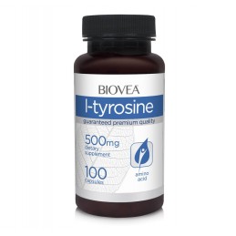 L-TYROSINE 500mg, 100 Capsule (reduce grasimile si starile de anxietate) Beneficii L-TYROSINE: stimulează eliberarea hormonului 