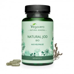 Vegavero Iod Organic Natural 180 capsule - Tiroida si Metabolism Beneficii Iod: menține un metabolism normal, acționează ca un a