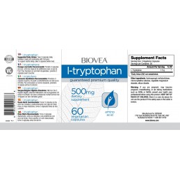 Biovea L-Triptofan 500mg 60 capsule Beneficii L-Triptofan: sursa naturala de 5-HTP, sprijină funcția imunitara, ajuta in cazul d