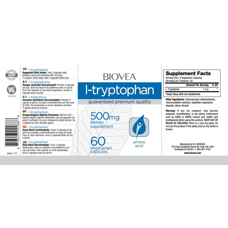 Biovea L-Triptofan 500mg 60 capsule - 1 | YEO