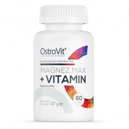 OstroVit Magnez MAX + Vitamin 60 Tablete Beneficii Magnez MAX: crește tes-tosteronul, creșterea masei musculare, crește puterea,