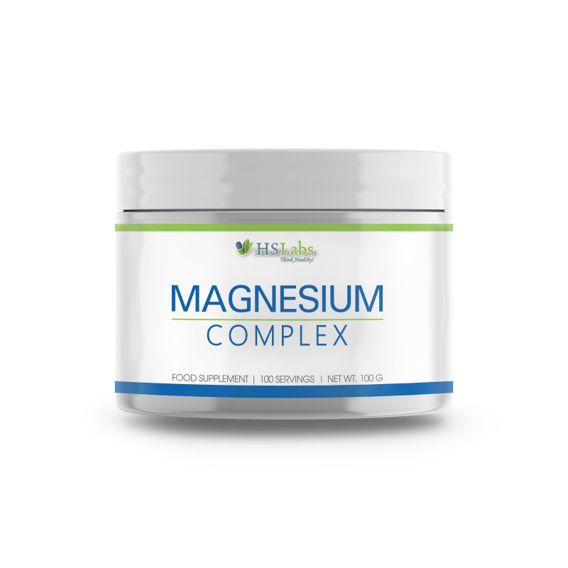 Magneziu Complex, Magneziu carbonat + lactat + citrat, 100 grame, HS Labs Beneficii magneziu: regleaza tensiunea arteriala, amel