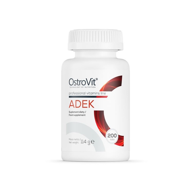 OstroVit ADEK (Vitaminele A, D, E, K) 200 Tablete Beneficii ADEK: Vitamina A contribuie la mentinerea metabolismului normal al f