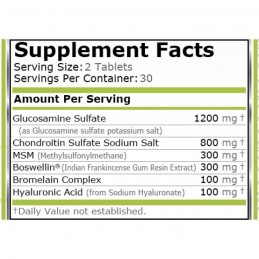 Pure Nutrition USA Power Flex (Acid Hialuronic, Glucozamina, Condroitina) 60 pastile Beneficii Power Flex: minimizeaza inflamare