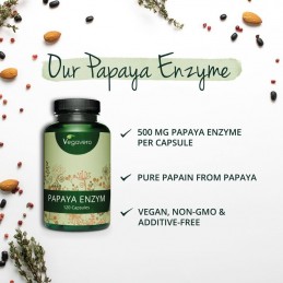 Vegavero Papaya Enzyme 120 Capsule – Enzime Digestive Naturale Beneficii Papaya: arzator de grasimi, ajuta la inlaturarea celuli