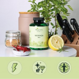 Vegavero Moringa BIO 600mg 270 Capsule – Energie & Antioxidant Moringa Bio beneficii: contine antioxidanti si compusi antiinflam