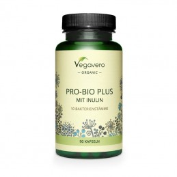 Vegavero Probiotics Organic 90 Capsule Cu 4 miliarde de culturi probiotice vii din 10 tulpini bacteriene pe capsula, inulina din