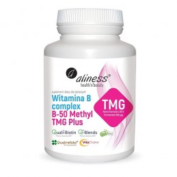 Aliness Vitamina B Complex B-50 Methyl TMG PLUS, 100 Capsule B complex beneficii: Susține funcția cardiovasculară și producția d
