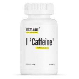 VIT24.com Caffeine 200 mg 200 Tablete Beneficii Cafeina: Inlocuitor excelent pentru cafea, ofera multa energie, ajuta la arderea