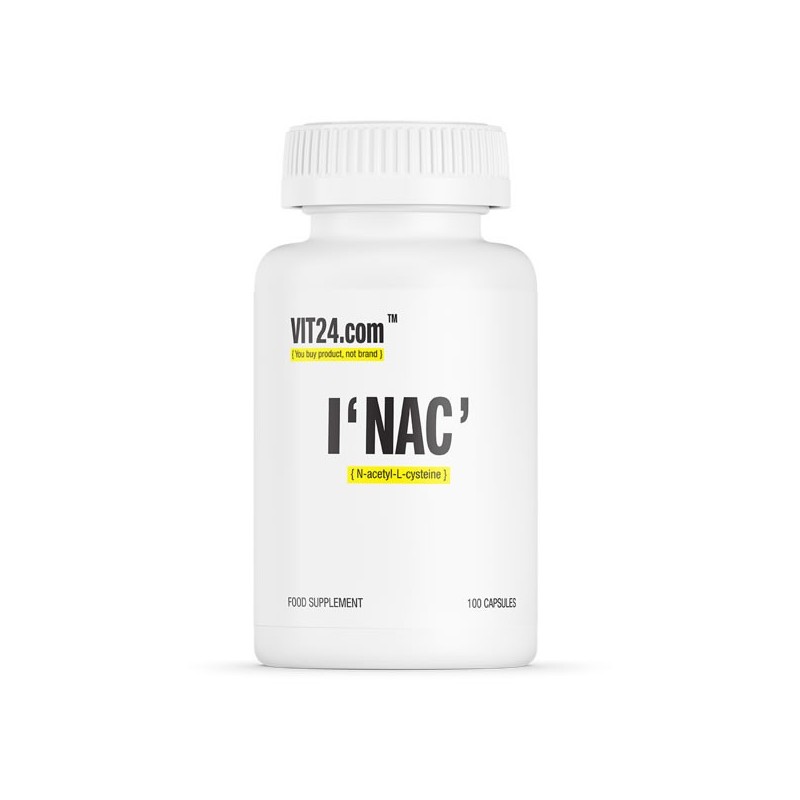 VIT24.com NAC VEGE, N-Acetyl L-Cysteine, 500mg 100 Capsule Beneficii N-Acetil Cisteina: formă stabilă de L-cisteină, sprijină să