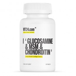 VIT24.com Glucosamine & MSM & Chondroitin 90 Tablete Trei compuși de susținere în comun, într-o formulă cu potență ridicată, sus