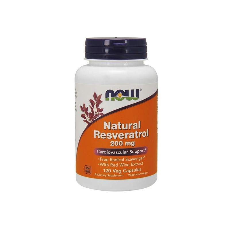 Now Foods Natural Trans Resveratrol 200 Mg 120 Capsule Beneficii Resveratrol: mentine sanatatea colonului, antioxidant natural p
