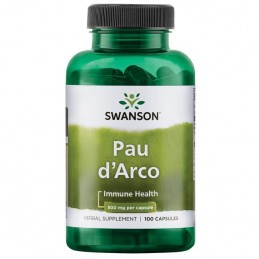 Swanson Pau D'Arco 500 mg 100 Capsule – Suport Natural pentru Imunitate Beneficii Pau d'Arco: poate ajuta la îmbunătățirea sănăt