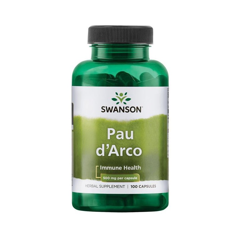 Swanson Pau D'Arco 500 mg 100 Capsule Beneficii Pau d'Arco: pot ajuta la îmbunătățirea sănătății respiratorii, ajută la ameliora