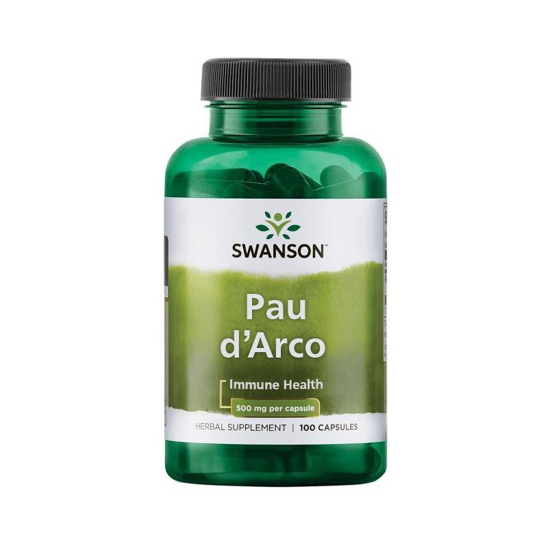 Swanson Pau D'Arco 500 mg 100 Capsule – Suport Natural pentru Imunitate Beneficii Pau d'Arco: poate ajuta la îmbunătățirea sănăt