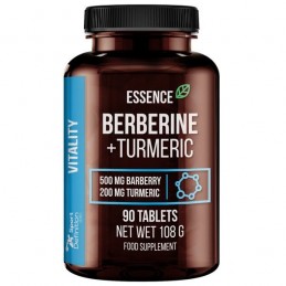 Essence Nutrition Berberine + Turmeric - 90 Tablete Beneficii Berberine: Sprijină sănătatea nivelurilor de zahăr din sânge și ca