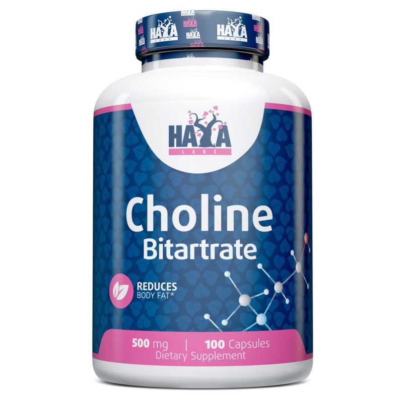 Choline Bitartrate, 500mg 100 Capsule, Sprijină sănătatea inimii și sănătatea ficatului, reduce grasimea corporala Beneficii Col