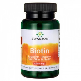 Importanta pentru par, piele si sanatatea unghiilor, Biotina, 5000mcg 100 Capsule Beneficii Biotina: importanta pentru par, piel