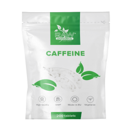 Raw Powders Caffeine 200mg 200 Tablete Beneficii Cafeina: Inlocuitor excelent pentru cafea, ofera multa energie, ajuta la ardere
