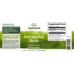 Swanson Astragalus Root 470 mg 100 Capsule – Astragalus pentru Imunitate si Energie Astragalus beneficii: intareste sistemul imu