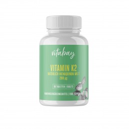 Vitamina K2 MK7 200 mcg 90 Tablete vegan, Vitabay Vitamina K2 MK7 beneficii: formula pură de vitamina K, Vitamina activă K2, obț