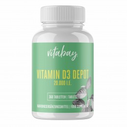 Vitamina D3 - 20.000 UI - 360 Tablete, 10.000% Doza zilnica, foarte concentrat