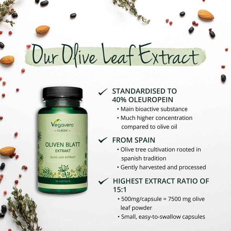 Vegavero Olive Leaf Extract (40% Oleuropein) Frunze de maslin Bio 90 Capsule - 2 | YEO