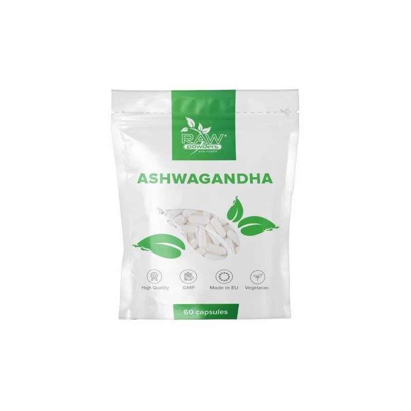 Raw Powders Ashwagandha, Ginseng Indian 500 mg 60 capsule
