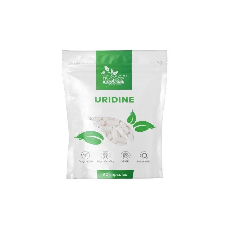 Raw Powders Uridina, Uridine 250 mg 60 Capsule (Reproduce neuroni, reduce anxitatea, stresul, depresia) Beneficii Uridina: stimu