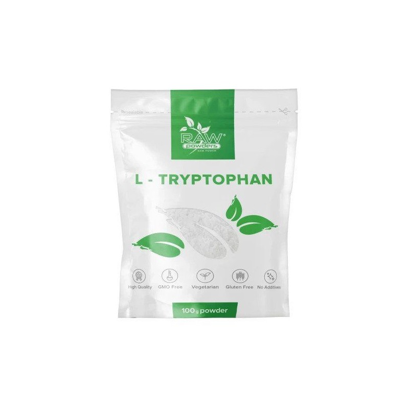 Raw Powders L-Triptofan pulbere 100 de grame Beneficii L-Triptofan: sursa naturala de 5-HTP, sprijină funcția imunitara, ajuta i