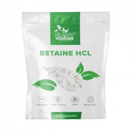RAW Powders Betaina HCl 650 mg 120 Capsule - Acid Gastric si Digestie Beneficii Betaine HCL: sprijina acidul gastric din stomac 