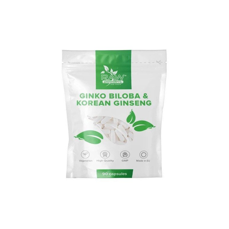 Raw Powders Ginkgo Biloba 3000mg si Korean Ginseng 1000mg 90 Capsule Beneficii: creste libidoul, creste energia si starea de spi