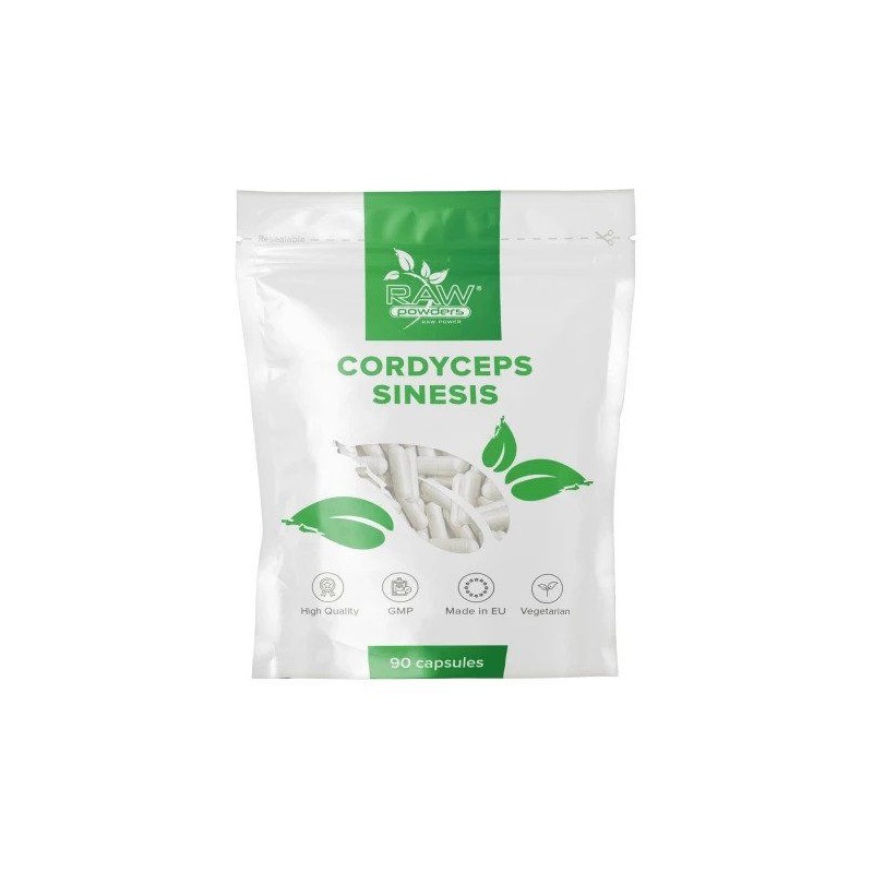 RAW Powders Cordyceps 750 mg 90 Capsule - Energie si Imunitate BENEFICII CORDYCEPS: imbunătățește energia, imbunătățește sănătat