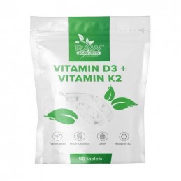 RAW Powders Vitamina D3 + K2 90 Tablete - Oase si Imunitate BENEFICII VITAMINA D3 + K2: creste mineralizarea oaselor și a dințil
