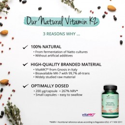 Vegavero Vitamina K2 naturala, MK7, 180 Capsule Beneficii Vitamina K2: este benefica in ameliorarea bolilor de inima, intareste 