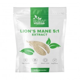 RAW Powders Lion’s Mane 5:1 Extract Pulbere 100 g - Memorie și Focus Lion's Mane beneficii: poate proteja împotriva demenței, aj