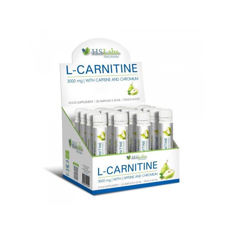 HS Labs L-Carnitina 3000mg + Cafeina + Crom 25 ml 20 Fiole (Slabire, arde grasimea) Beneficii L-Carnitina: L-carnitina 3000 cu c