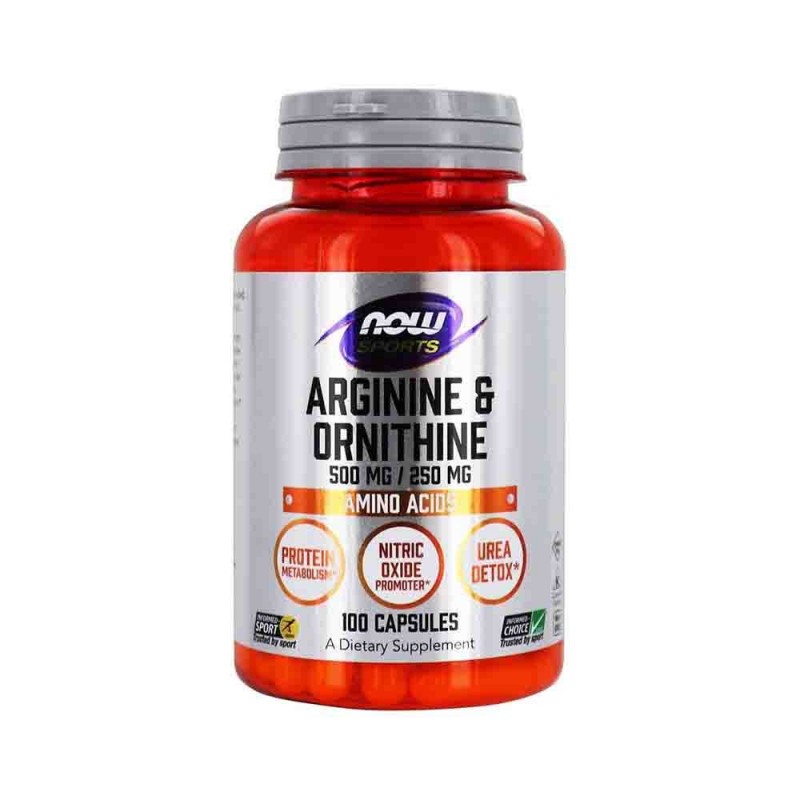 NOW Foods Arginine & Ornithine, 500/250 - 100 Capsule Beneficii L-Arginina si L-Ornitina: ajută la promovarea ameliorarii optime