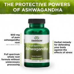 Swanson Ashwagandha, 450mg - 100 Capsule Beneficii Ashwagandha: planta medicinala antica, reduce nivelul de zahăr din sânge, red