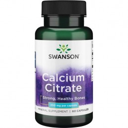 Swanson Calcium Citrate 200mg 60 Capsule – Oase Puternice Beneficii Calciu Citrat: sustine oasele și dinții puternici, nutrient 