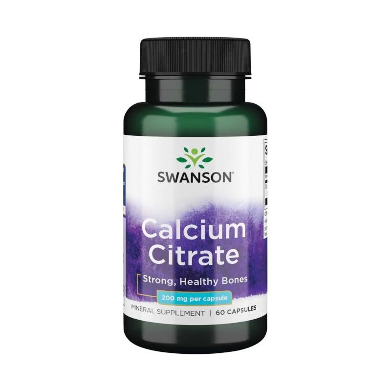 Swanson Calcium Citrate 200mg 60 Capsule – Oase Puternice Beneficii Calciu Citrat: sustine oasele și dinții puternici, nutrient 