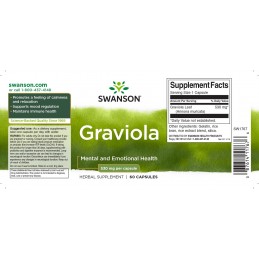 Swanson Graviola, 530mg - 60 Capsule Beneficii Graviola: sprijina functia imuna, cresterea si functionarea celulelor sanatoase, 