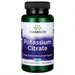Potasiu Citrat 99 mg 120 Capsule, Swanson Beneficii Potasiu: sprijina sanatatea cardiovasculara, ajuta lareglarea tensiunii arte
