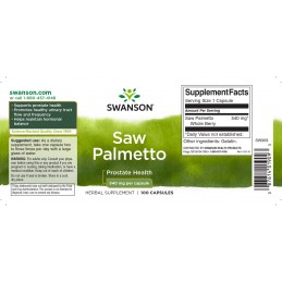 Swanson Saw Palmetto, 540mg - 100 Capsule (Tratament naturist prostata) Beneficii Saw Palmetto: amelioreaza hiperplazia benignă 