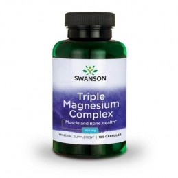 Triple Magnesium Complex 400mg 100 Capsule, Swanson Triple Magnesium Complex beneficii: contine trei surse de magneziu, regleaza