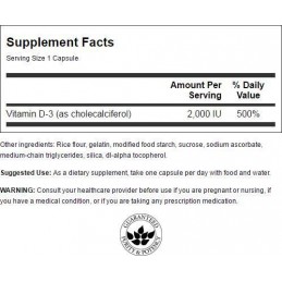 Vitamin D3 2000 IU 250 Capsule, Swanson Beneficii Vitamina D3: ajuta la mentinerea sanatatii si la buna functionare a sistemului
