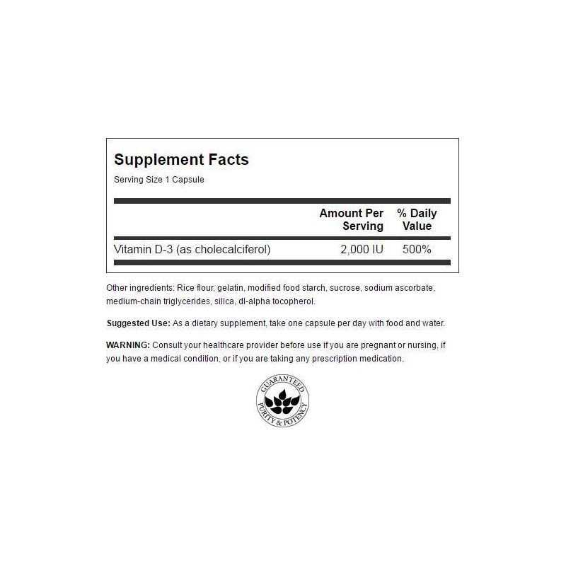 Swanson Vitamin D3 2000 IU 250 Capsule - 1 | YEO