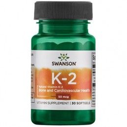 Swanson Vitamin K2 - Natural, 50mcg - 30 Capsule Beneficii Vitamina K2: eficienta in minimizarea bolilor de inima, sprijina sana
