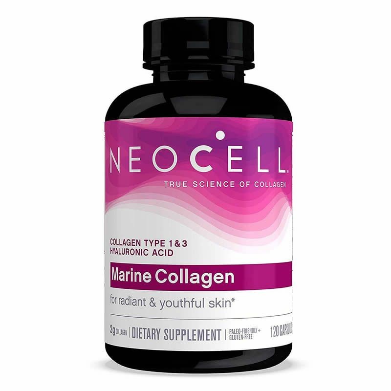 Neocell, Marine Collagen, 120 Capsule Beneficii Acid Hialuronic: sustine sanatatea articulatiilor si integritatea cartilagelor, 